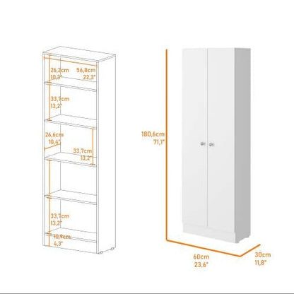 Virginia Double Door Storage Cabinet, Five Shelves