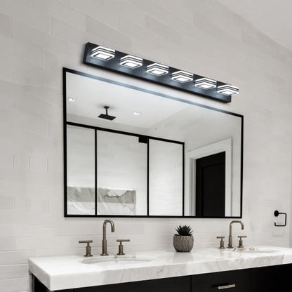LED Modern Black Makeup Light, 6 Light Acrylic Matte Black Bathroom Makeup Light Covering Mirror Unavailable Platforms- Temu