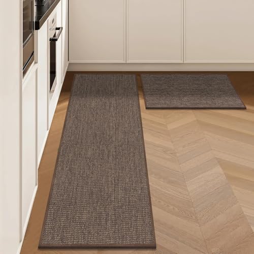 LEKEEPGO Kitchen Mats for Floor 17"x29"+17"x79" 2 PCS Kitchen Rugs Kitchen Runner Rugs Non Skid Washable Kitchen Floor Mat Alfombras Cocina Rugs for Kitchen Floor Laundry Office Coffee