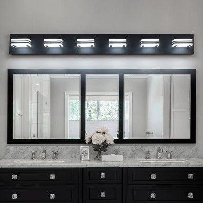 LED Modern Black Makeup Light, 6 Light Acrylic Matte Black Bathroom Makeup Light Covering Mirror Unavailable Platforms- Temu