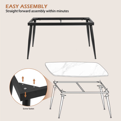 VFF Modern Kitchen Dining Table With MDF Tabletop And Sturdy Metal Frame
