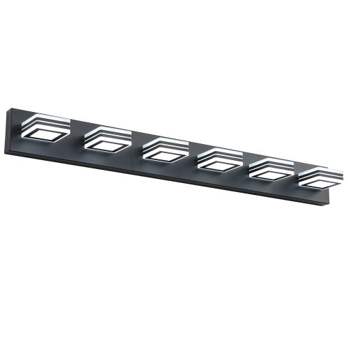 LED Modern Black Makeup Light, 6 Light Acrylic Matte Black Bathroom Makeup Light Covering Mirror Unavailable Platforms- Temu