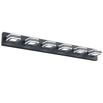 LED Modern Black Makeup Light, 6 Light Acrylic Matte Black Bathroom Makeup Light Covering Mirror Unavailable Platforms- Temu