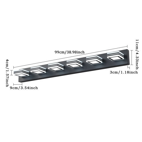 LED Modern Black Makeup Light, 6 Light Acrylic Matte Black Bathroom Makeup Light Covering Mirror Unavailable Platforms- Temu