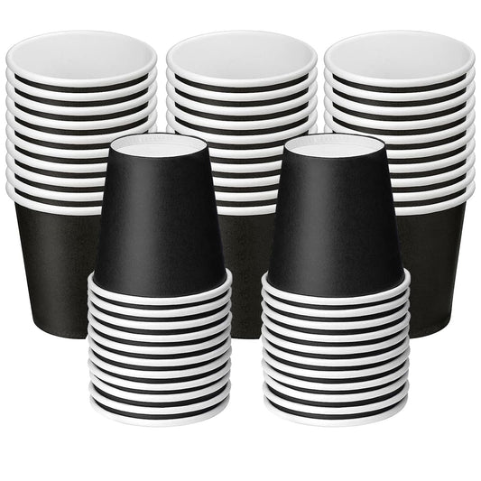 4 Oz 50 Packs Small Disposable Bathroom Mouthwash Cups Bathroom Paper Cups Espresso Paper Cups Small Paper Cups for Snack Bathroom Espresso Perfect for Home Condos Rvs Campers（Black）