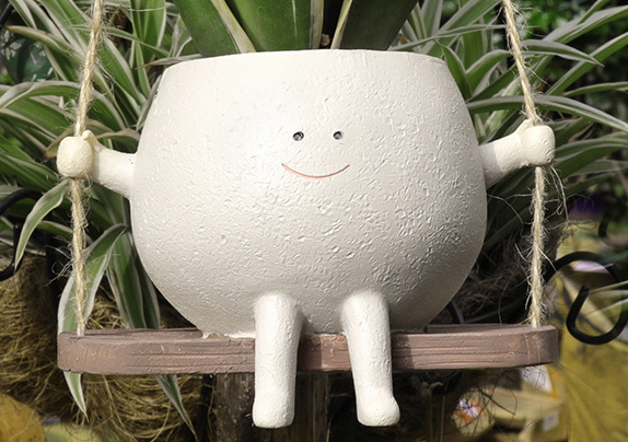 Swing Face Planter Pot for Garden or Windowsill Decor