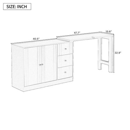 Dining Table And Adjustable Pull-out Tabletop