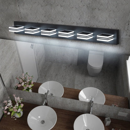 LED Modern Black Makeup Light, 6 Light Acrylic Matte Black Bathroom Makeup Light Covering Mirror Unavailable Platforms- Temu