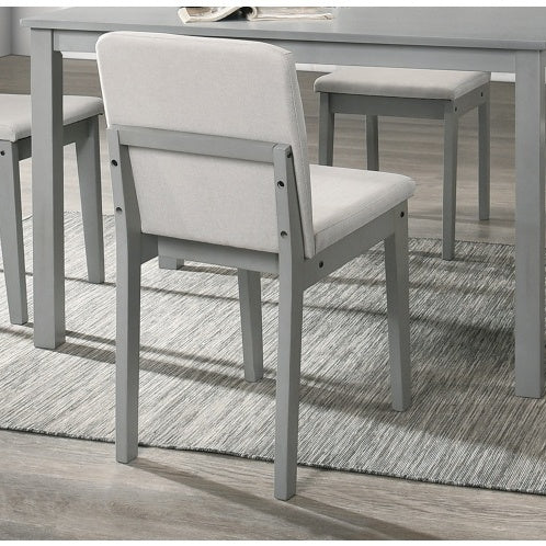Grey Finish 5pc Dining Room Set Dining Table 4x Chairs Beige Fabric Chair Seat Kitchen Breakfast Dining Room Furniture Rubberwood Veneer Unique Design