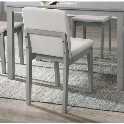 Grey Finish 5pc Dining Room Set Dining Table 4x Chairs Beige Fabric Chair Seat Kitchen Breakfast Dining Room Furniture Rubberwood Veneer Unique Design