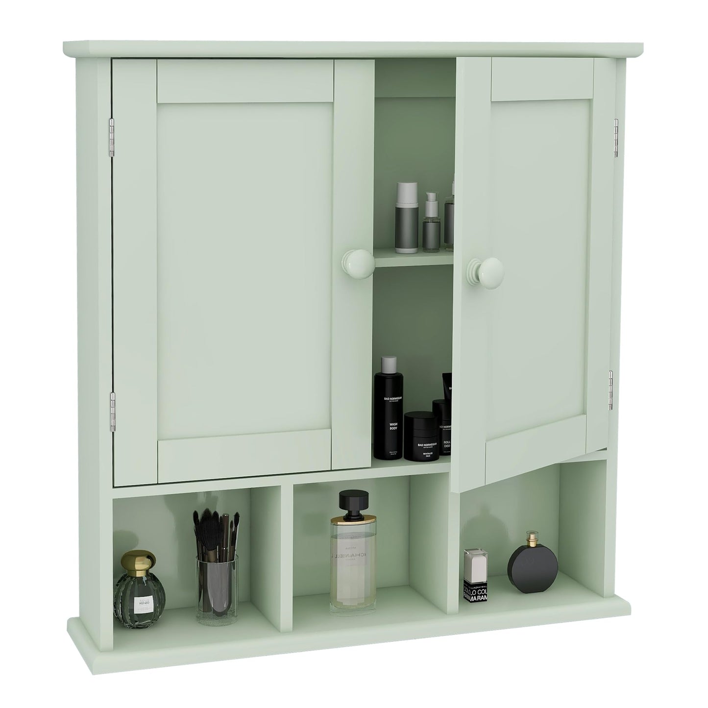 TaoHFE Green Bathroom CabinetBathroom Wall Cabinet with 2 Door Adjustable Shelves Over The Toilet Storage Cabinet White Bathroom Cabinet Wall Mounted Medicine Cabinets for Bathroom Laundry Kitchen
