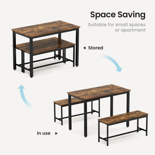 Dining Table Set, Bar With 2 Dining Table Benches