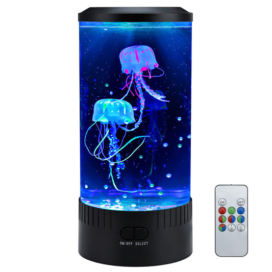 TOUBIK Jellyfish Lamp LED Mood Night Light with 7 Color Changing Remote Control Large Jellyfish Aquarium Tank Night Light to Decorate Home Office Gifts for Kids Teens Adults 5.11" Dia x 11.41" H