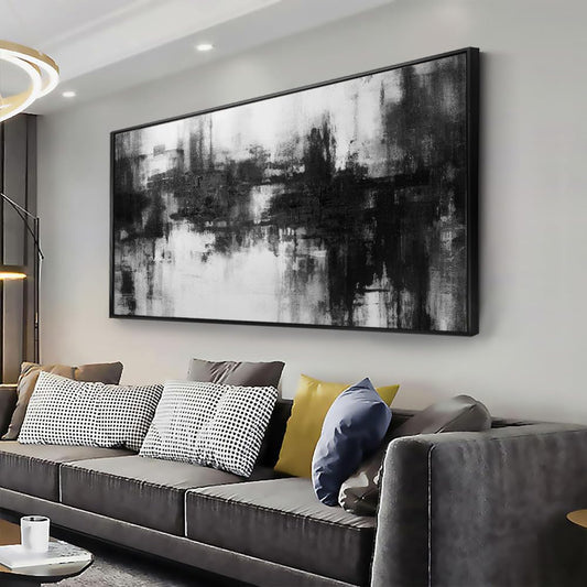 Abstract Wall Art Large Size Framed Home Artwork Decor Black and White Modern Minimalist Canvas Painting Living Room Decor for Bedroom Office Wall Decor 30"x60"