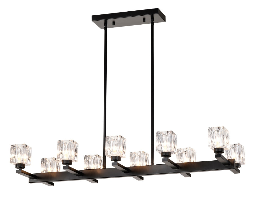 Matte Black Crystal Chandelier For Dining Room, 8-Light Kitchen Chandelier Light Fixture Modern Metal Industrial Chandeliers For Farmhouse Entryway Living Room