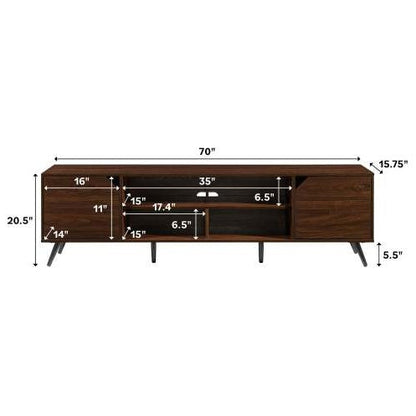 Contemporary 2-Door Minimalist TV Stand For TVs Up To 80 Inches Dark Walnut