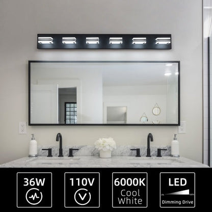 LED Modern Black Makeup Light, 6 Light Acrylic Matte Black Bathroom Makeup Light Covering Mirror Unavailable Platforms- Temu