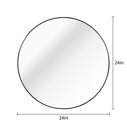 Black  24 Inches Metal Round Bathroom Mirror