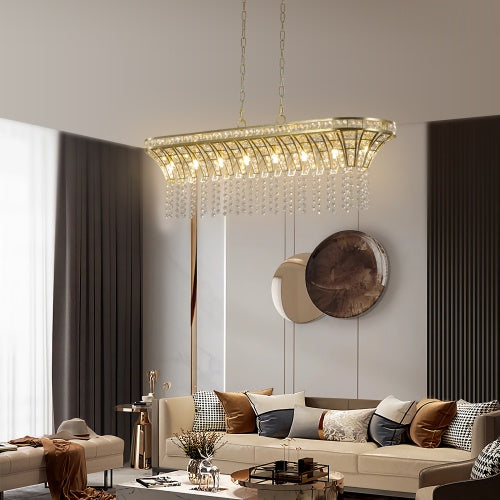 Modern Champagne Gold Kitchen Island Lamp - Oval Crystal Ceiling Chandelier Unavailable Platform- Temu