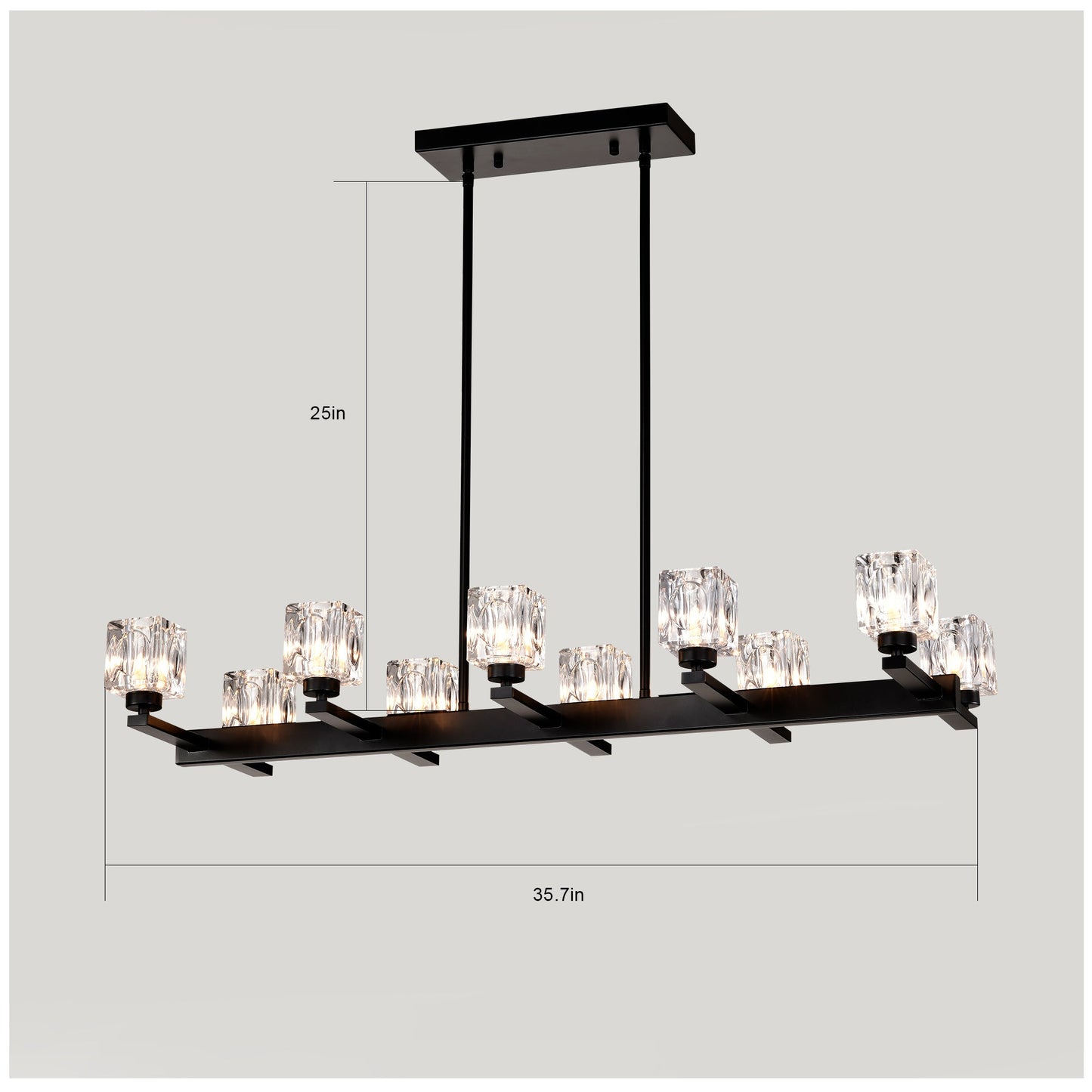 Matte Black Crystal Chandelier For Dining Room, 8-Light Kitchen Chandelier Light Fixture Modern Metal Industrial Chandeliers For Farmhouse Entryway Living Room