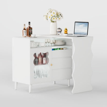 Wooden Buffet Locker With Drawers And Shelves