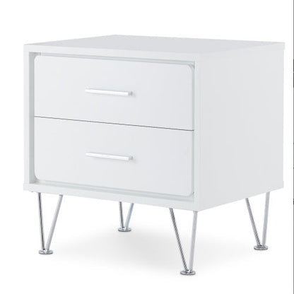 Walnut 2-Drawer Accent Table With Hairpin Legs