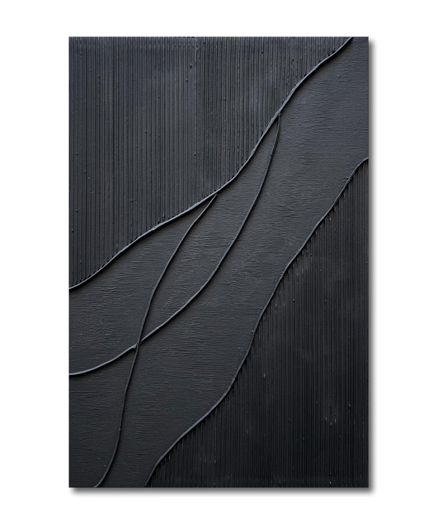 NANKAI Art Hand-Painted Thick Texture Black Minimalist Oil Painting 45x30 Inch Large Home Wall Decorative Art Painting