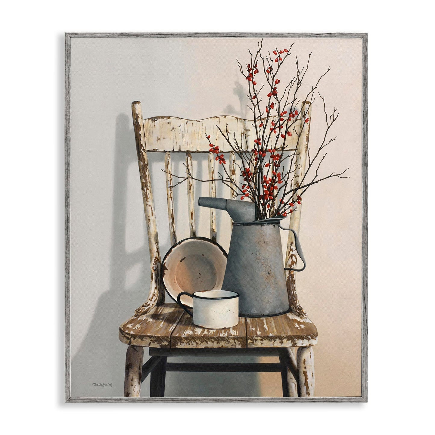 Stupell Industries Vintage Rustic Things Neutral Painting Framed Giclee Art Design by Cecile Baird