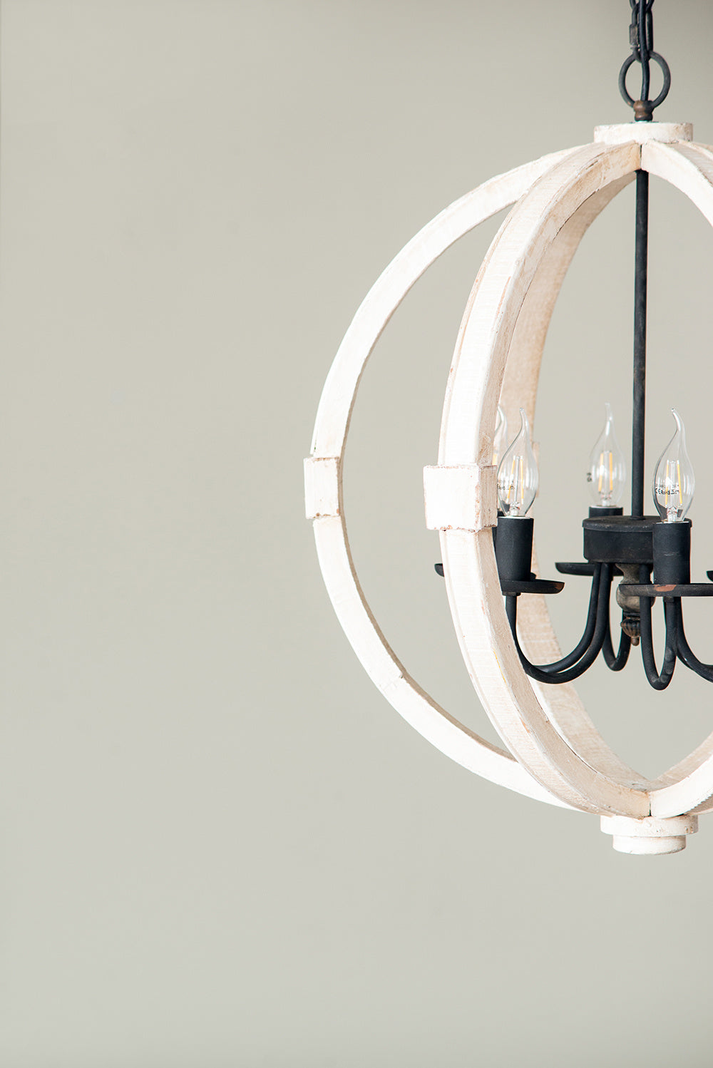 6 - Light Wood Chandelier With Adjustable Chain For Kitchen, Dining Hall Entrance, Bulb Not Included