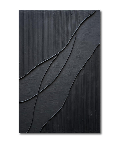 NANKAI Art Hand-Painted Thick Texture Black Minimalist Oil Painting 45x30 Inch Large Home Wall Decorative Art Painting