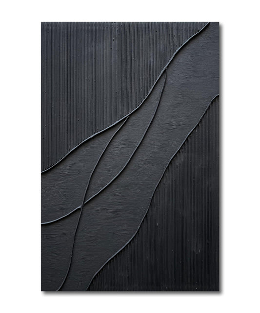 NANKAI Art Hand-Painted Thick Texture Black Minimalist Oil Painting 45x30 Inch Large Home Wall Decorative Art Painting