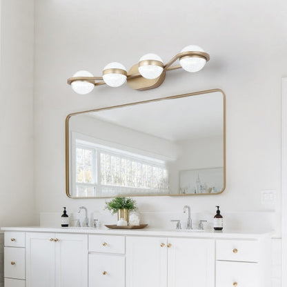 Modern Minimalist Gold Bathroom Vanity Light, 4 Bulb Acrylic Shade, Wall Mounted Decorative Lighting Fixtures For Bathroom Vanity Mirror Unavailable Platforms- Temu