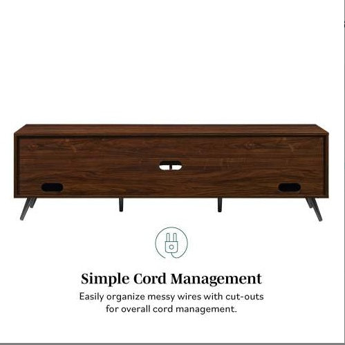Contemporary 2-Door Minimalist TV Stand For TVs Up To 80 Inches Dark Walnut
