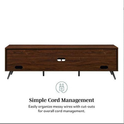 Contemporary 2-Door Minimalist TV Stand For TVs Up To 80 Inches Dark Walnut