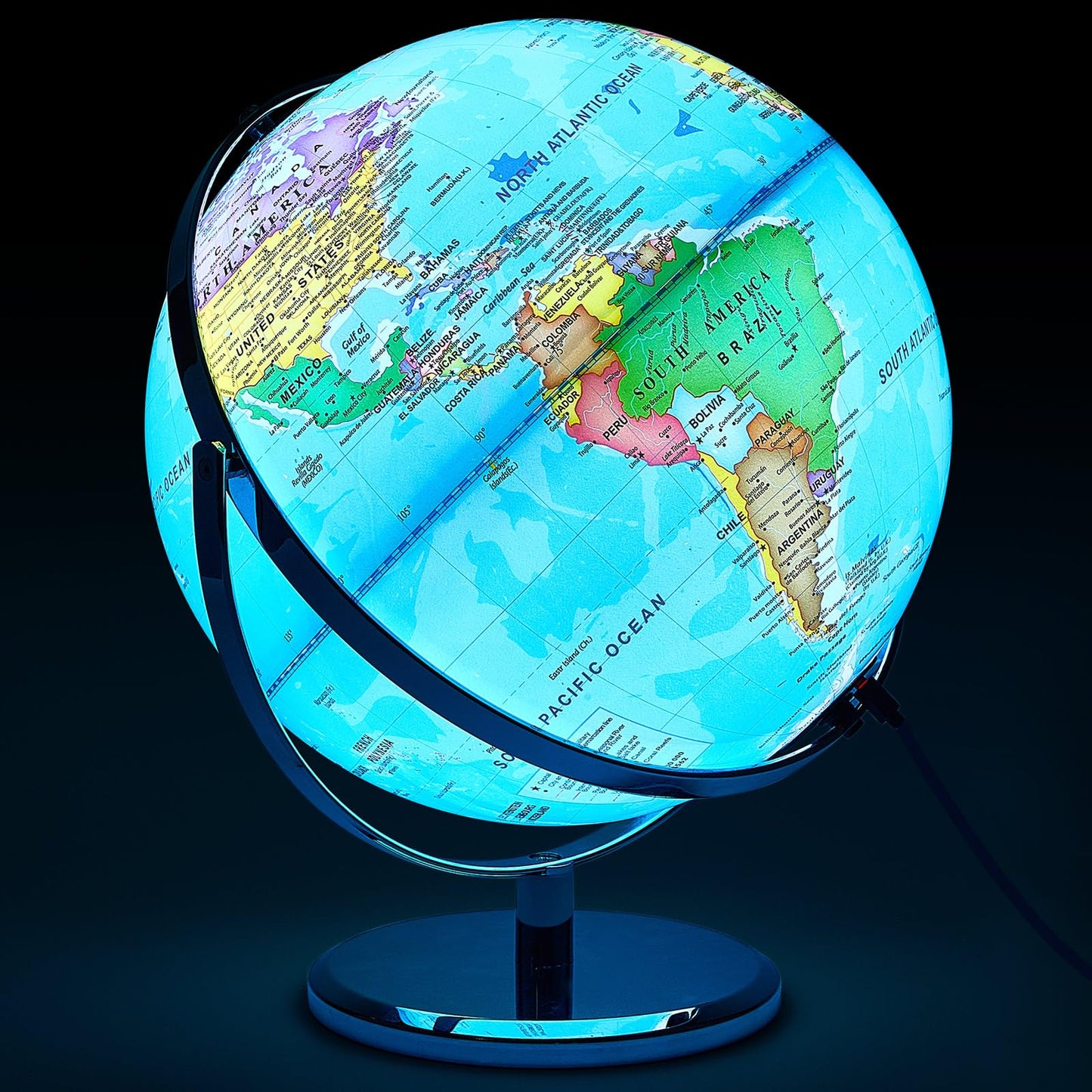 Amylove 13 Illuminated World Globe with Stand 720°/360° Rotation Rewritable Light up Globe for Kid World Map for Interactive Learning Globe Light with Base Globe Lamp LED Decor(Practical)