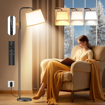 Caromolly Light Therapy Lamp 10000 Lux Light Therapy Lamp with Remote Adjustable Color/Brightness/Timer Modern Light Therapy Floor Lamp with Linen Shade for Office Living Room Bedroom
