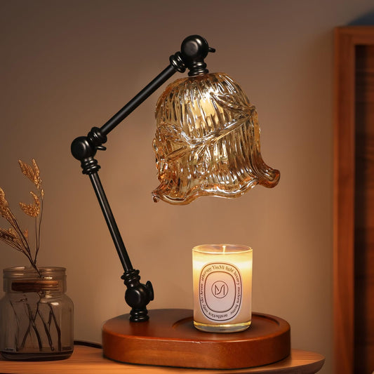 TAGEPUJIE Candle Warmer Lamp Dimmable Candle Lamp Warmer with Flexible Arm for Customizable Angles Timer Bedroom Living Room Home Decor Wax Melt Warmer Gifts for Mom with 2 Bulbs