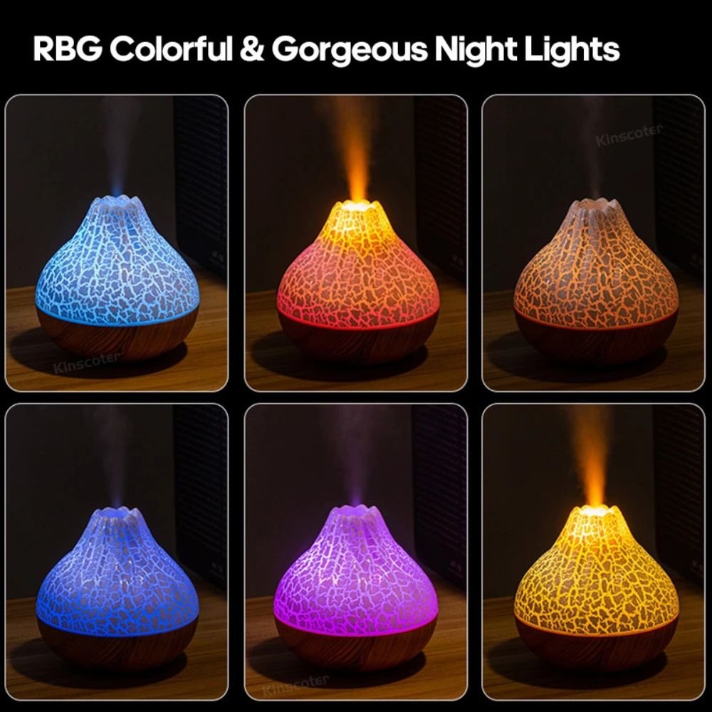 Volcano Black Crackle LED Aromatherapy Diffuser