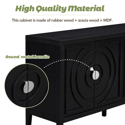 Vintage Sideboard With Round Recessed Design Round Metal Doorknob For Entrance, Dining Room, Living Room