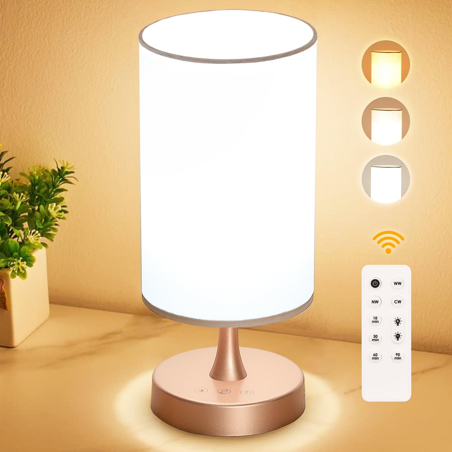 OYADISIIOP Light Therapy Lamp 10000 Lux Daylight Lamp with 3 Color Temperatures Adjustable Brightness Timer & Memory Function Sunlight Lamp with Remote Control(Gold Base White Shade)