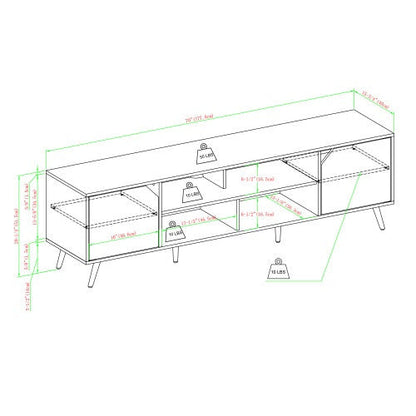 Contemporary 2-Door Minimalist TV Stand For TVs Up To 80 Inches Dark Walnut