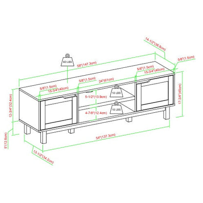 Modern 2-Door Open Storage TV Stand For TVs Up To 65 Inches