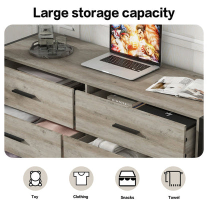 Wooden Dresser With 6 Drawers, Wooden Storage Cabinet In Bedroom